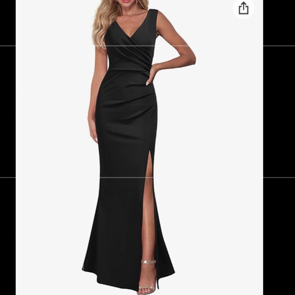 WOOSEA Women's Split Bodycon Mermaid black formal dress NWT